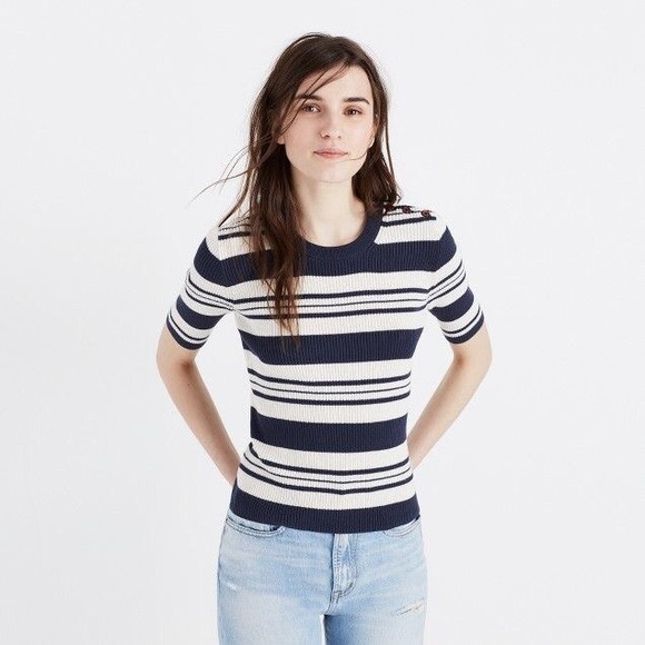 madewell ribbed sweater top in stripe - Picture 5 of 6